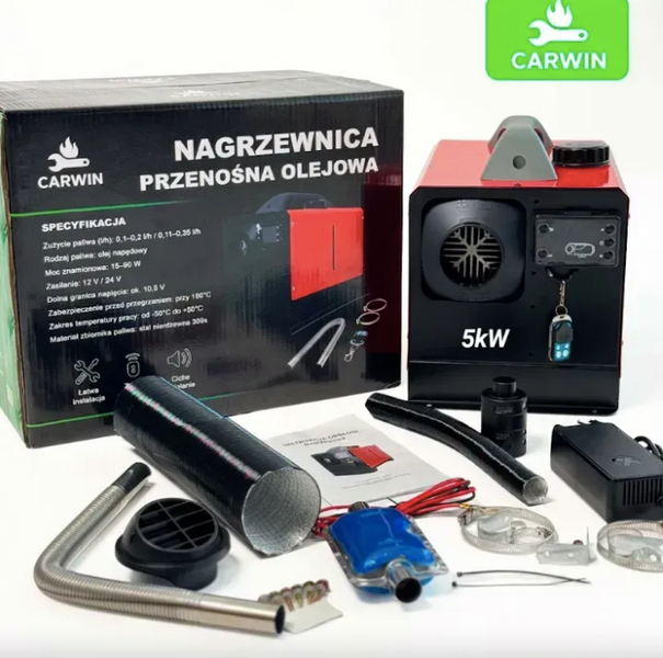 Автономний дизельний обігрівач (Webasto) CARWIN 5 кВт (12В/24В/220В) з LCD-дисплеєм та пультом ДК CARWIN5 фото