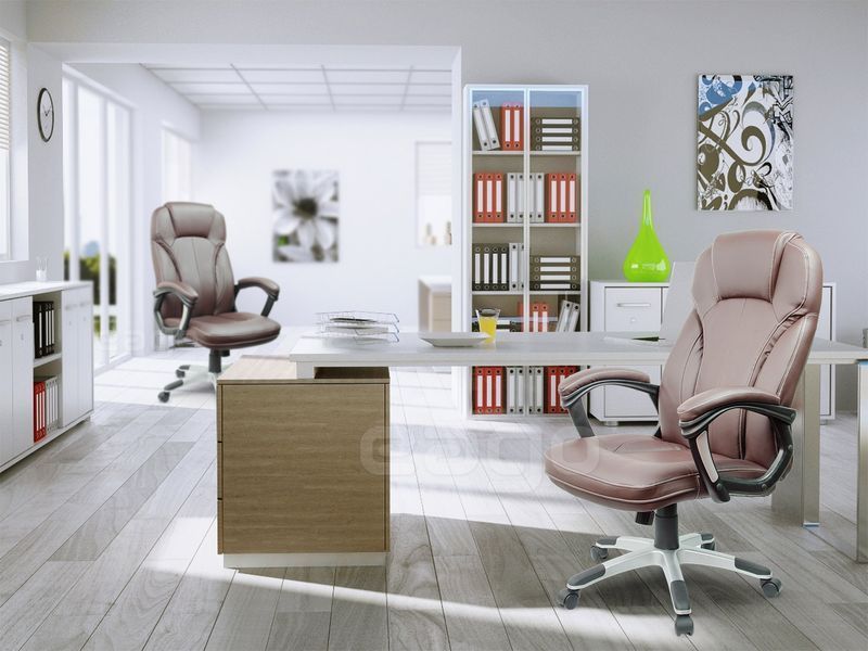 Офисное кресло Sofotel EG-222 коричневое Brown, эргономичное, с подголовником, до 120 кг. SF2 фото