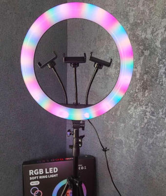 Кольцевая LED лампа RGB MJ18 45см со штативом 2 метра 234-3333 фото