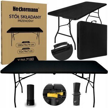 Стіл складаний переносний Heckermann 180х74х74 Black (XJM-Z180) 33873 фото