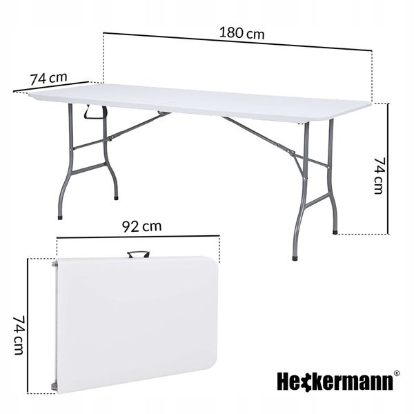 Стіл складаний переносний Heckermann 180х74х74 White (XJM-Z180) 33852 фото