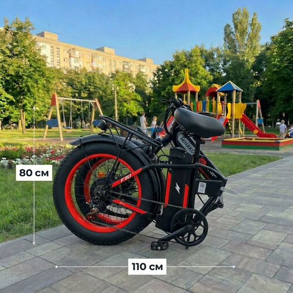 Електровелосипед MINAKO F10 PRO 2026 1200W 48V 21Ah &ndash; складаний фетбайк 20x4", PAS система, червоний PRO4 фото