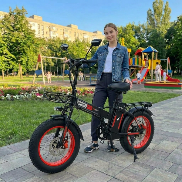 Електровелосипед MINAKO F10 PRO 2026 1200W 48V 21Ah &ndash; складаний фетбайк 20x4", PAS система, червоний PRO4 фото