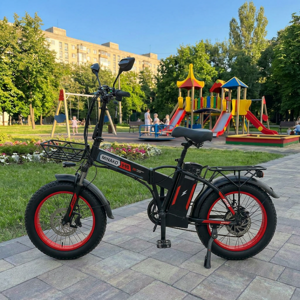 Електровелосипед MINAKO F10 PRO 2026 1200W 48V 21Ah &ndash; складаний фетбайк 20x4", PAS система, червоний PRO4 фото