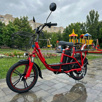 Електровелосипед Green Giant U18 Eco 600W червоний - вантажний посилений багажник 55M фото