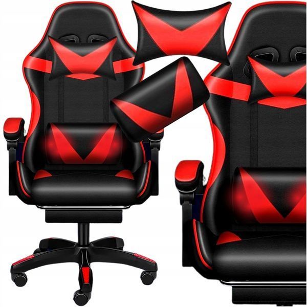 Кресло геймерское PLAYER с подставкой для ног Red/Black (100001) 32805 фото