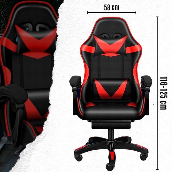 Кресло геймерское PLAYER с подставкой для ног Red/Black (100001) 32805 фото