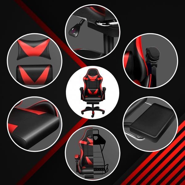 Кресло геймерское PLAYER с подставкой для ног Red/Black (100001) 32805 фото