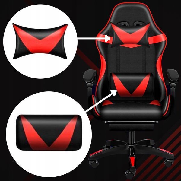 Кресло геймерское PLAYER с подставкой для ног Red/Black (100001) 32805 фото
