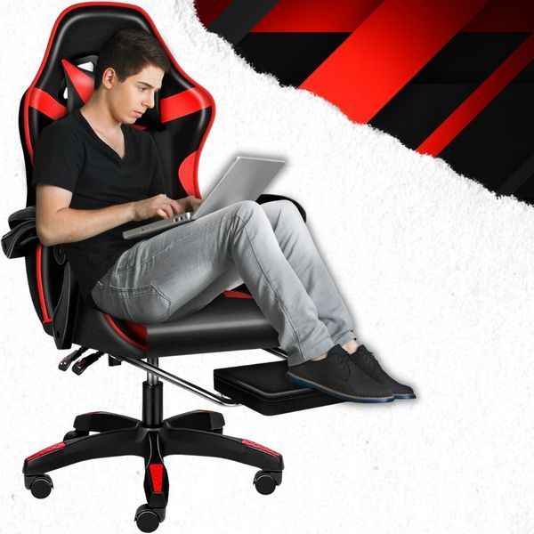 Кресло геймерское PLAYER с подставкой для ног Red/Black (100001) 32805 фото