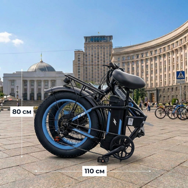 Електровелосипед MINAKO F10 PRO 2026 1200W 48V 21Ah &ndash; складаний фетбайк 20x4", PAS система, Сірий PRO5 фото