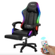 Геймерське крісло Hanert G-Force Black з RGB підсвіткою та підставкою для ніг GRGB фото 1