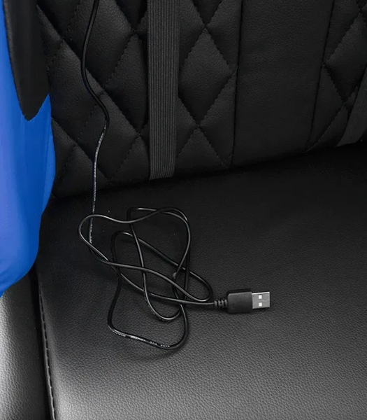 Геймерське крісло Primaveo Black/Blue з масажером, ергономічними подушками та висувною підставкою для ніг OJ9 фото