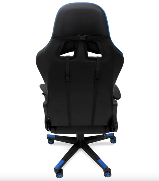 Геймерське крісло Primaveo Black/Blue з масажером, ергономічними подушками та висувною підставкою для ніг OJ9 фото