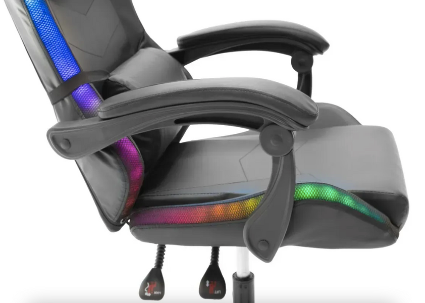 Геймерське крісло Grizzly з RGB LED-підсвіткою 12 режимів, чорне GR4 фото