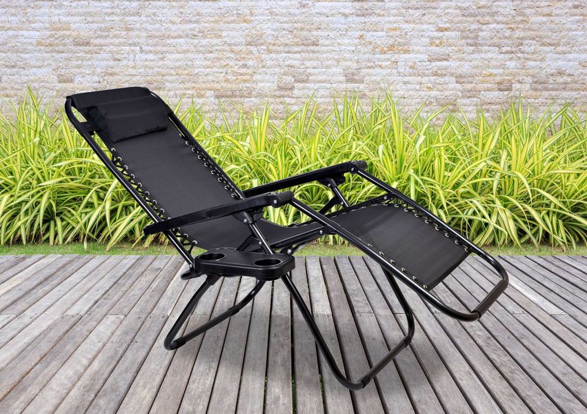Розкладне садове крісло шезлонг Orion Black 32524 фото