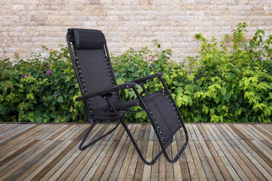 Розкладне садове крісло шезлонг Orion Black 32524 фото