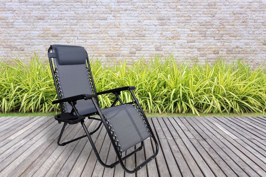 Розкладне садове крісло шезлонг Orion Grey 30254 фото