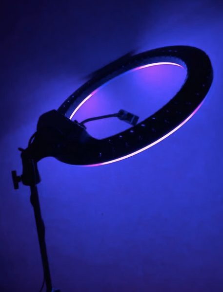 Кольцевая лампа RL-18 RGB разноцветная 45 cм со штативом 2 метра 455553456-5346 фото